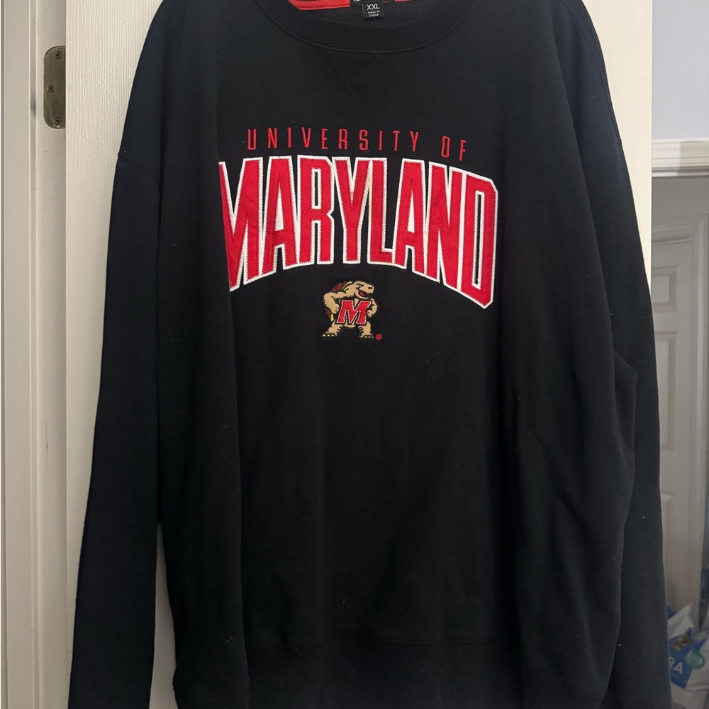 Source Unknown Black Crewneck Sweatshirt with Red Maryland Lettering